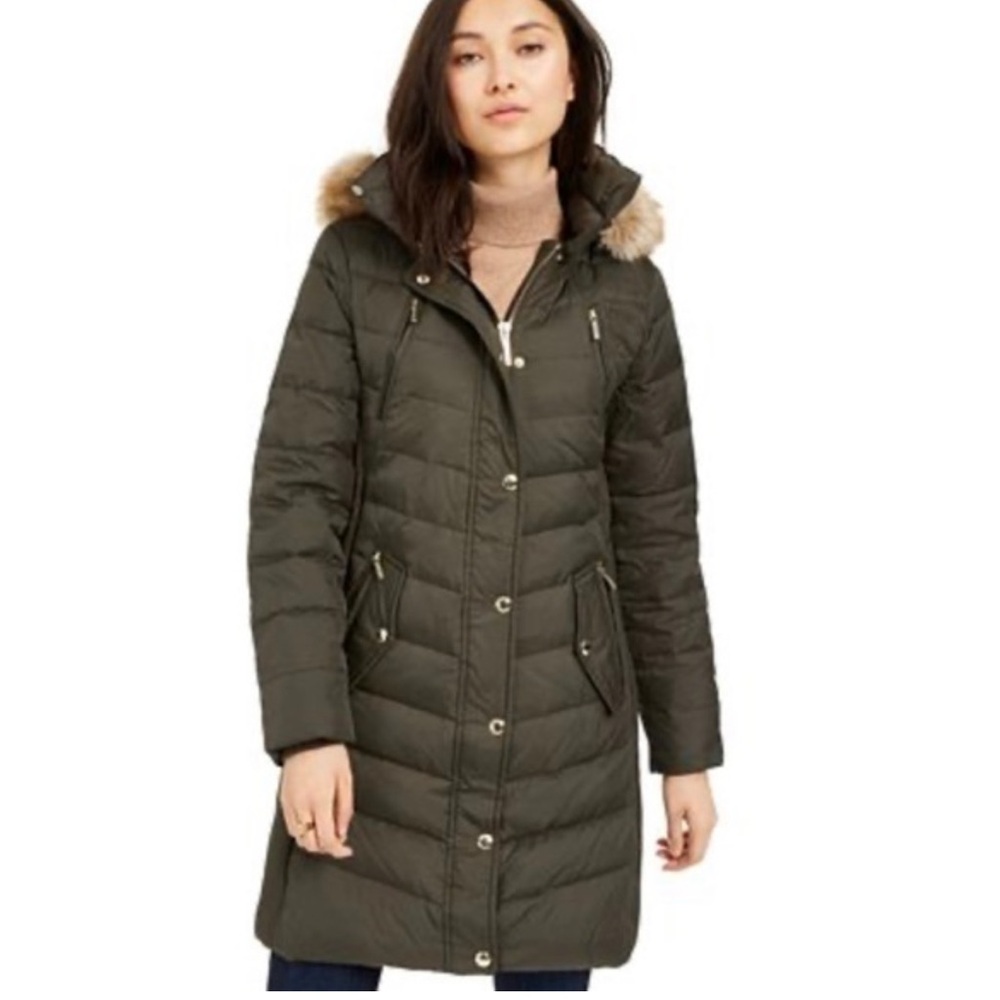 Michael Kors Hooded Puffer Coat - Size Small | Color: Olive Green